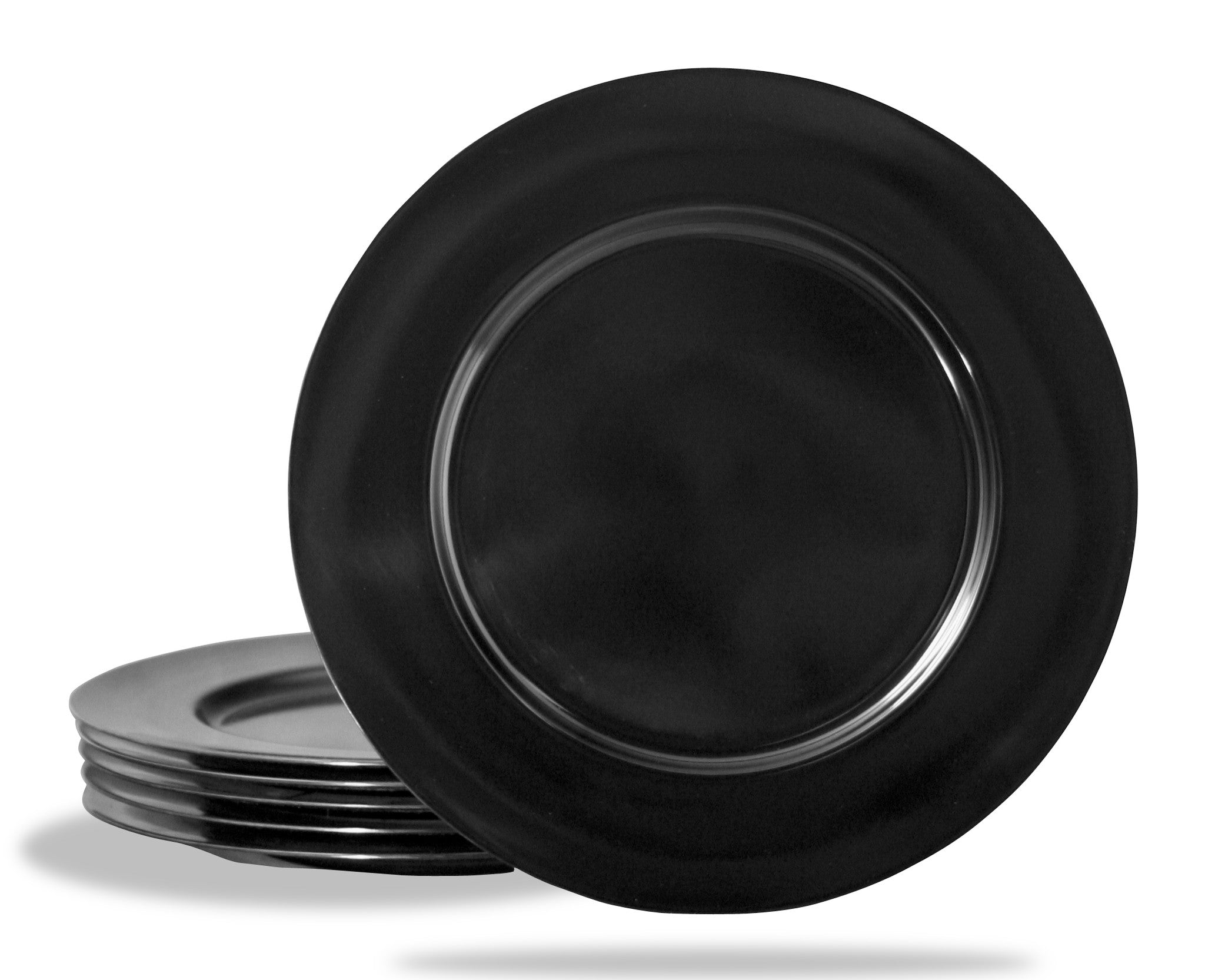 6pc Melamine Dinner Plate Set. Black