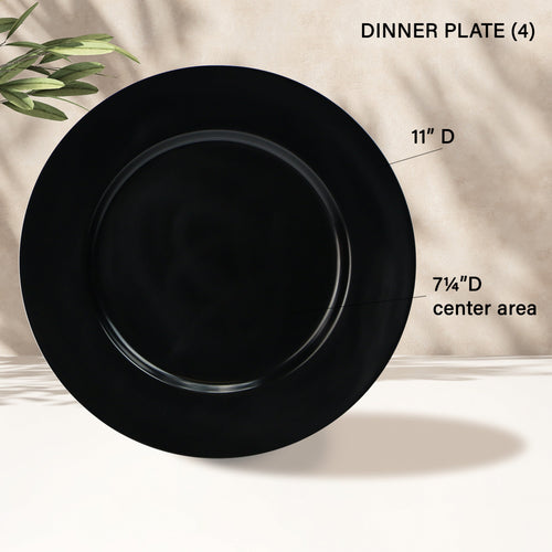 12pc Melamine Dinner Set. Black