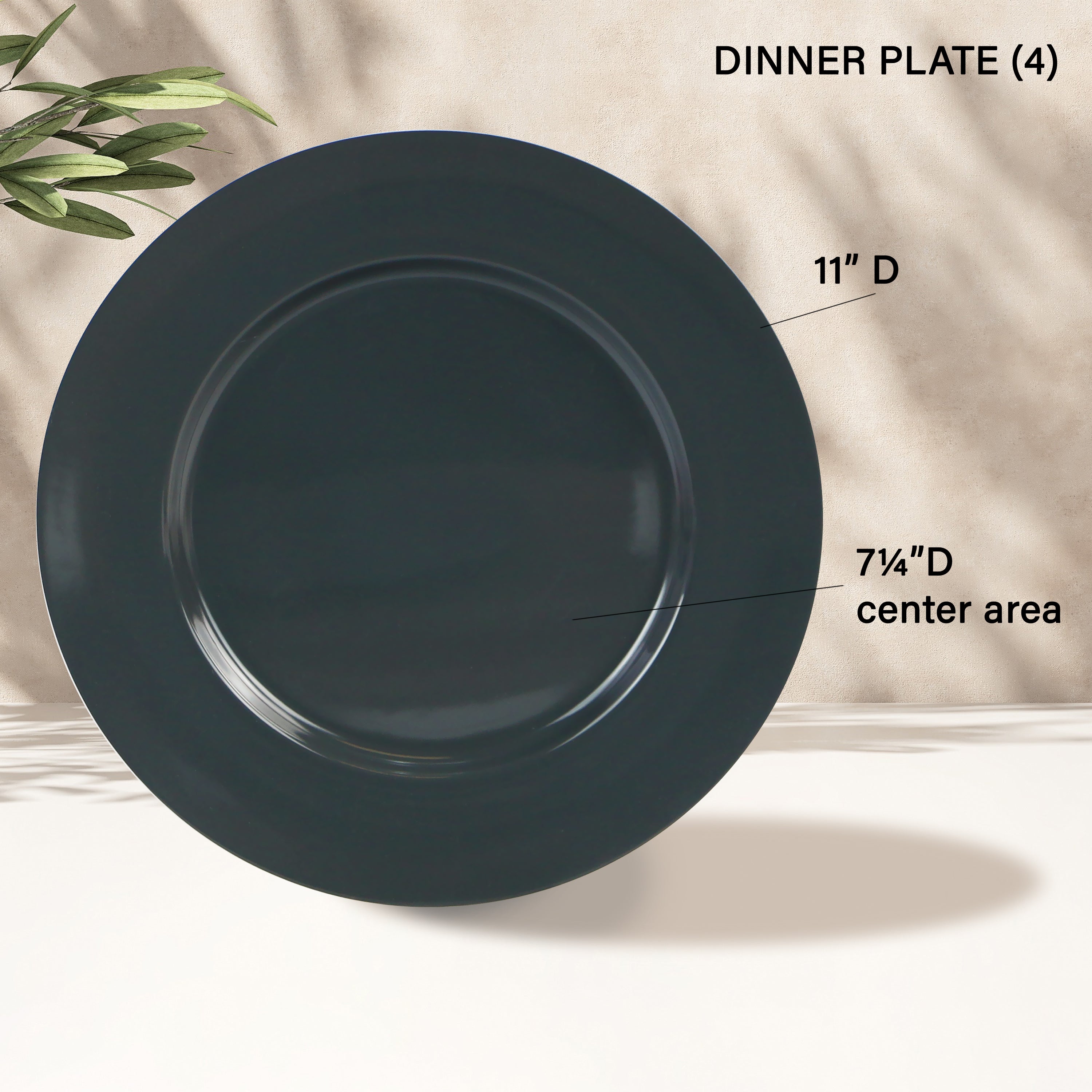 12pc Melamine Dinner Set. Charcoal