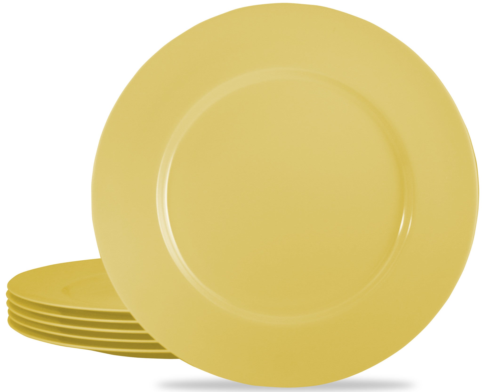 6pc Melamine Dinner Plate Set. Lemon