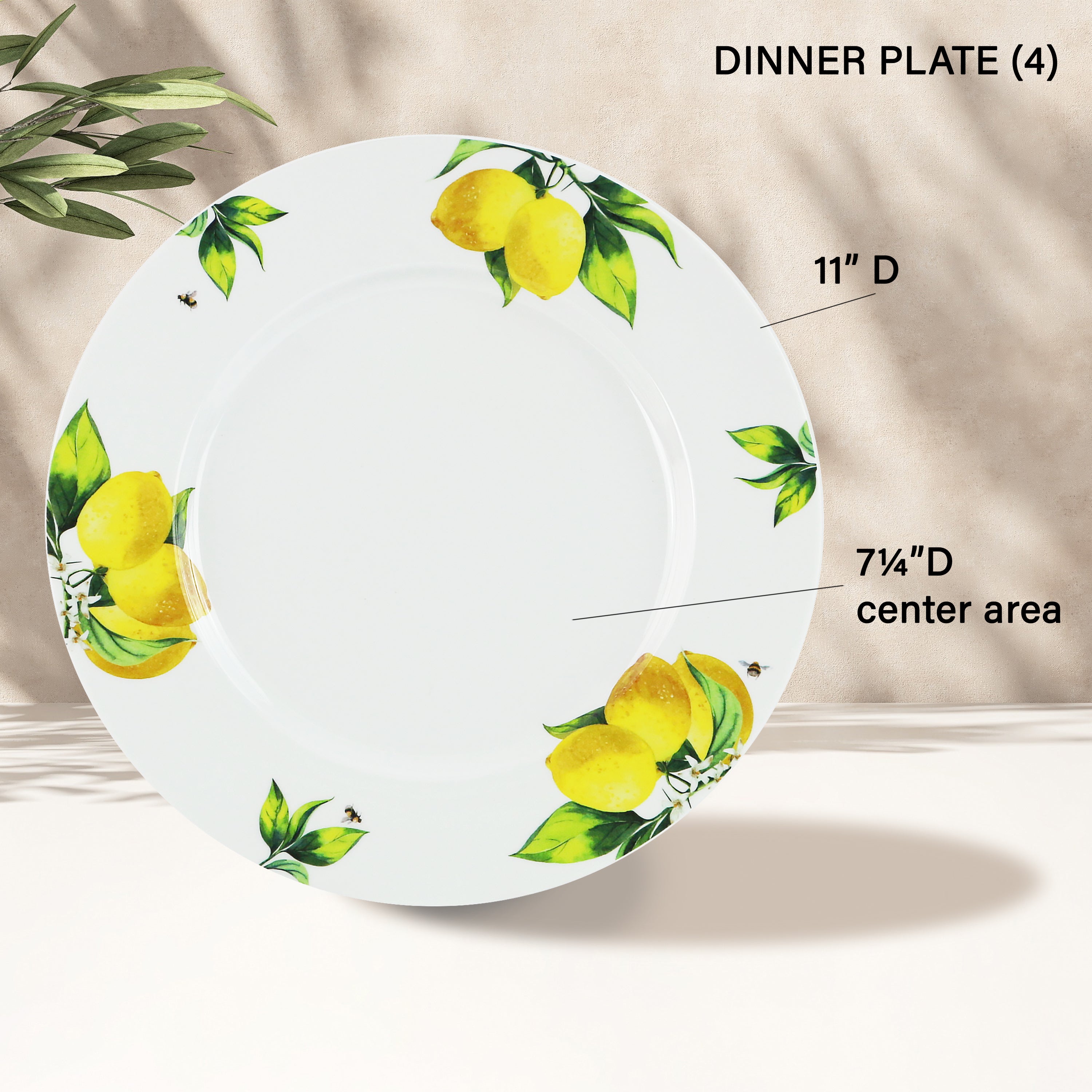 12pc Melamine Dinner Set. Fresh Lemons