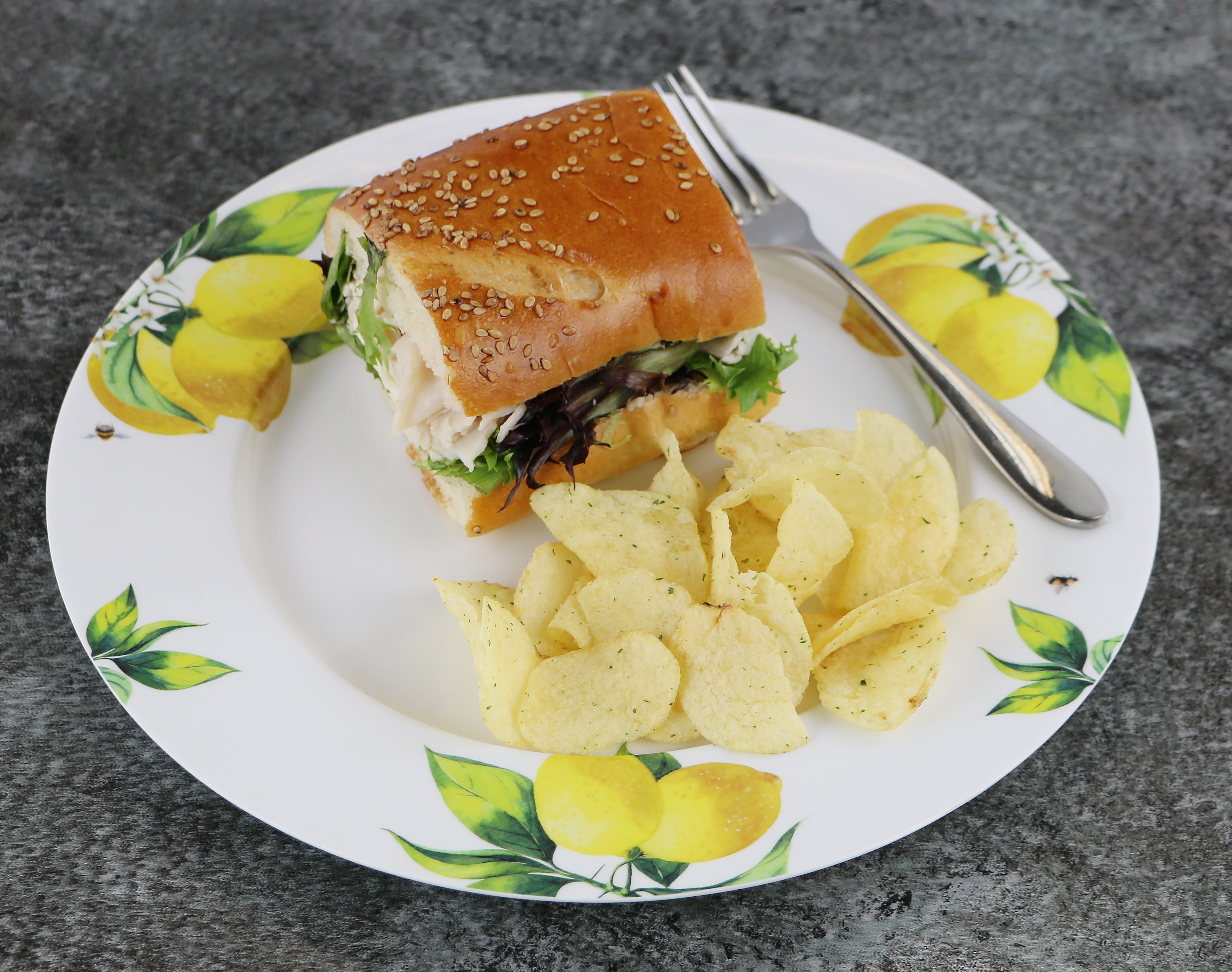 6pc Melamine Dinner Plate Set. Fresh Lemons