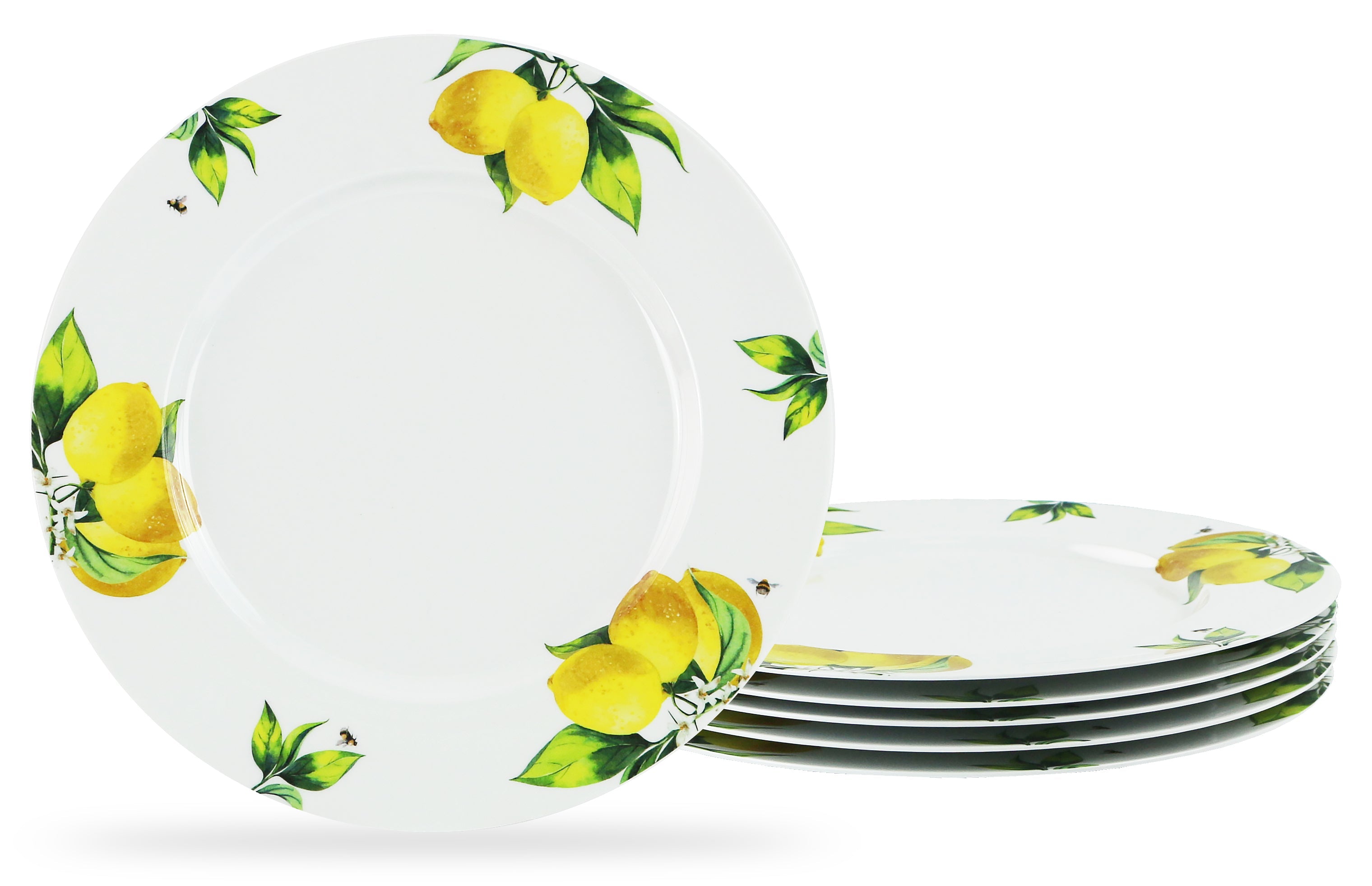 6pc Melamine Dinner Plate Set. Fresh Lemons