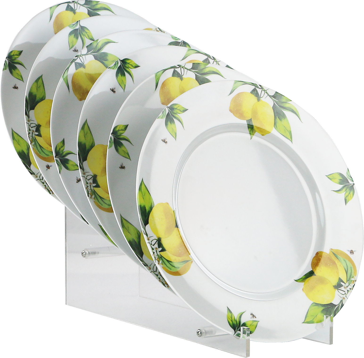 6pc Melamine Dinner Plate Set. Fresh Lemons
