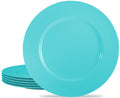 6pc Melamine Dinner Plate Set. Turquoise