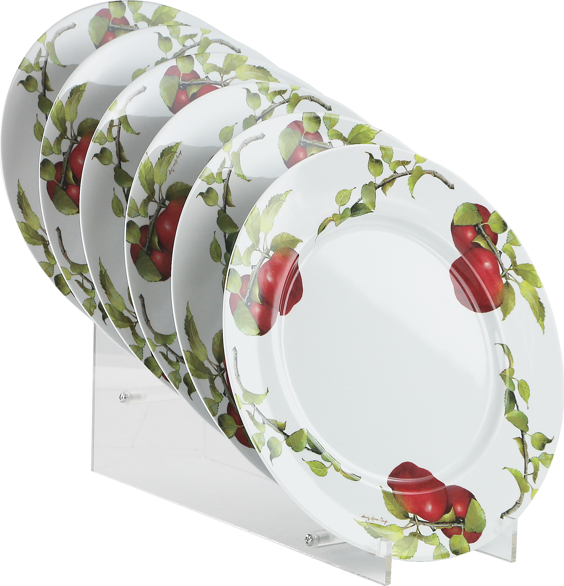 6pc Melamine Dinner Plate Set. Harvest Apples