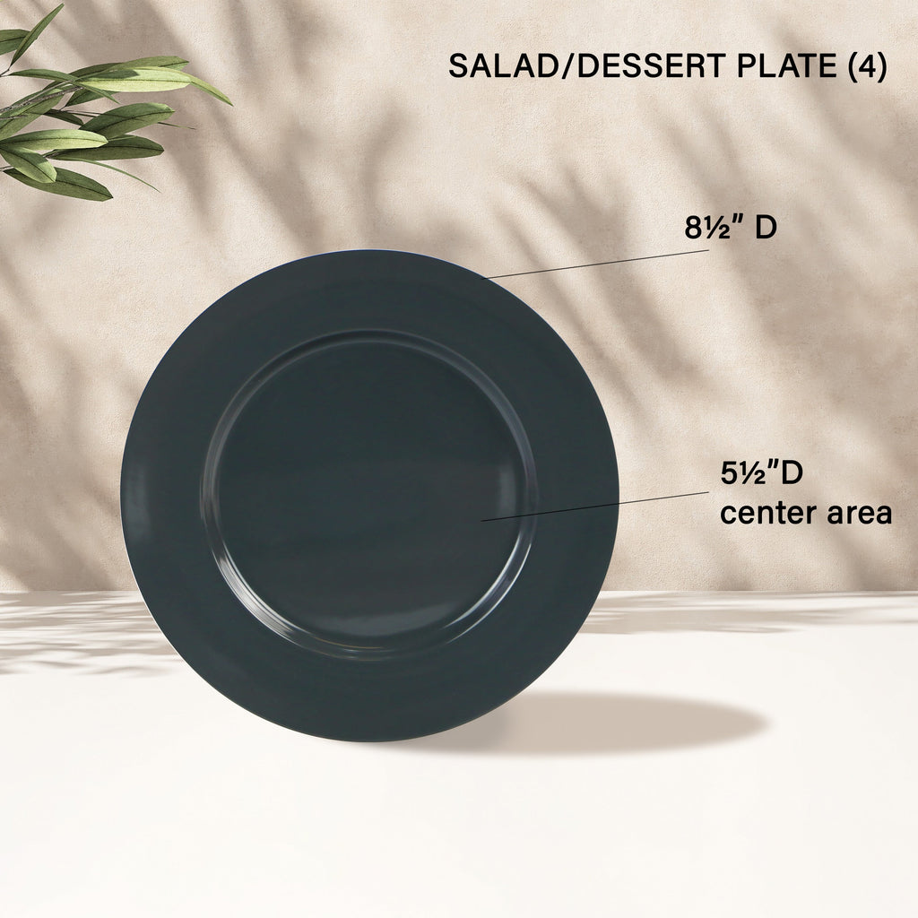 12pc Melamine Dinner Set. Charcoal