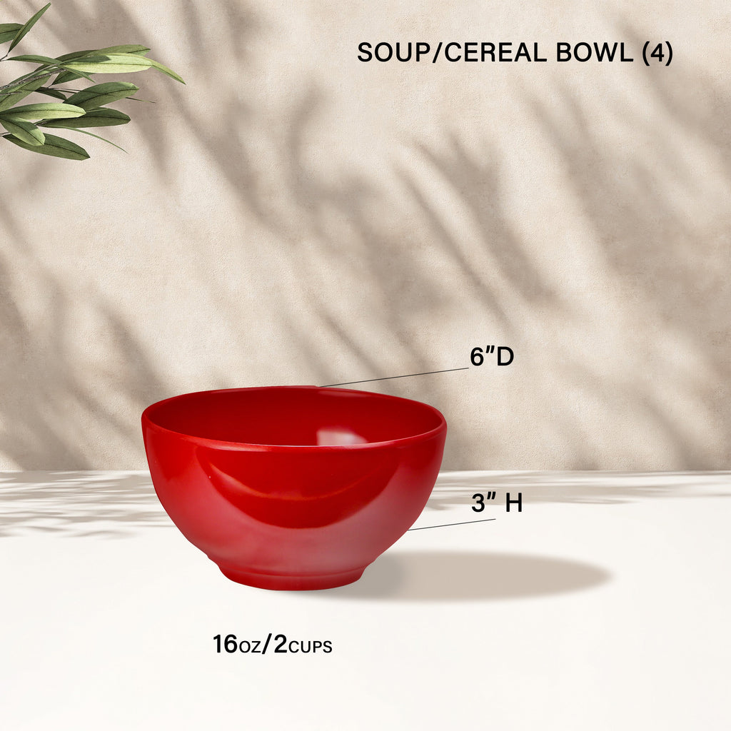 12pc Melamine Dinner Set. Red