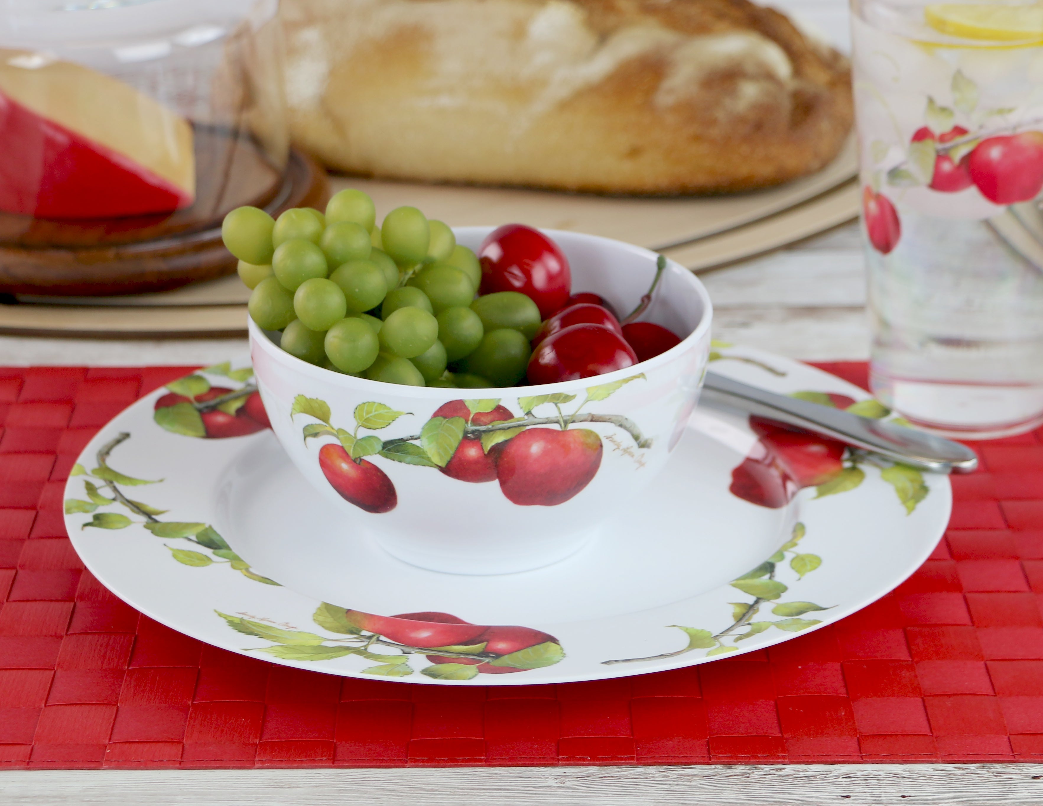 6pc Melamine Bowl Set. Harvest Apples