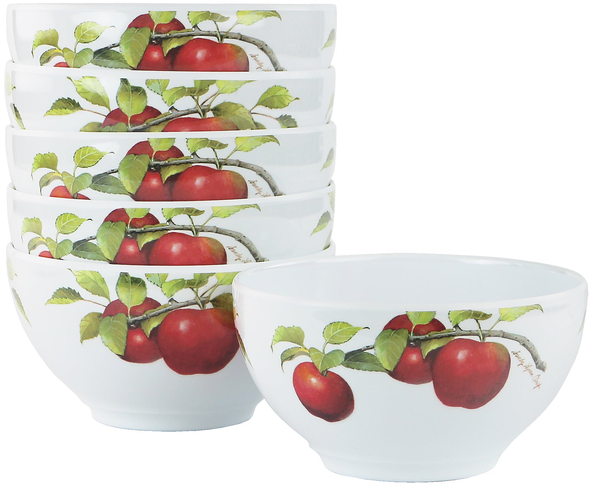 6pc Melamine Bowl Set. Harvest Apples