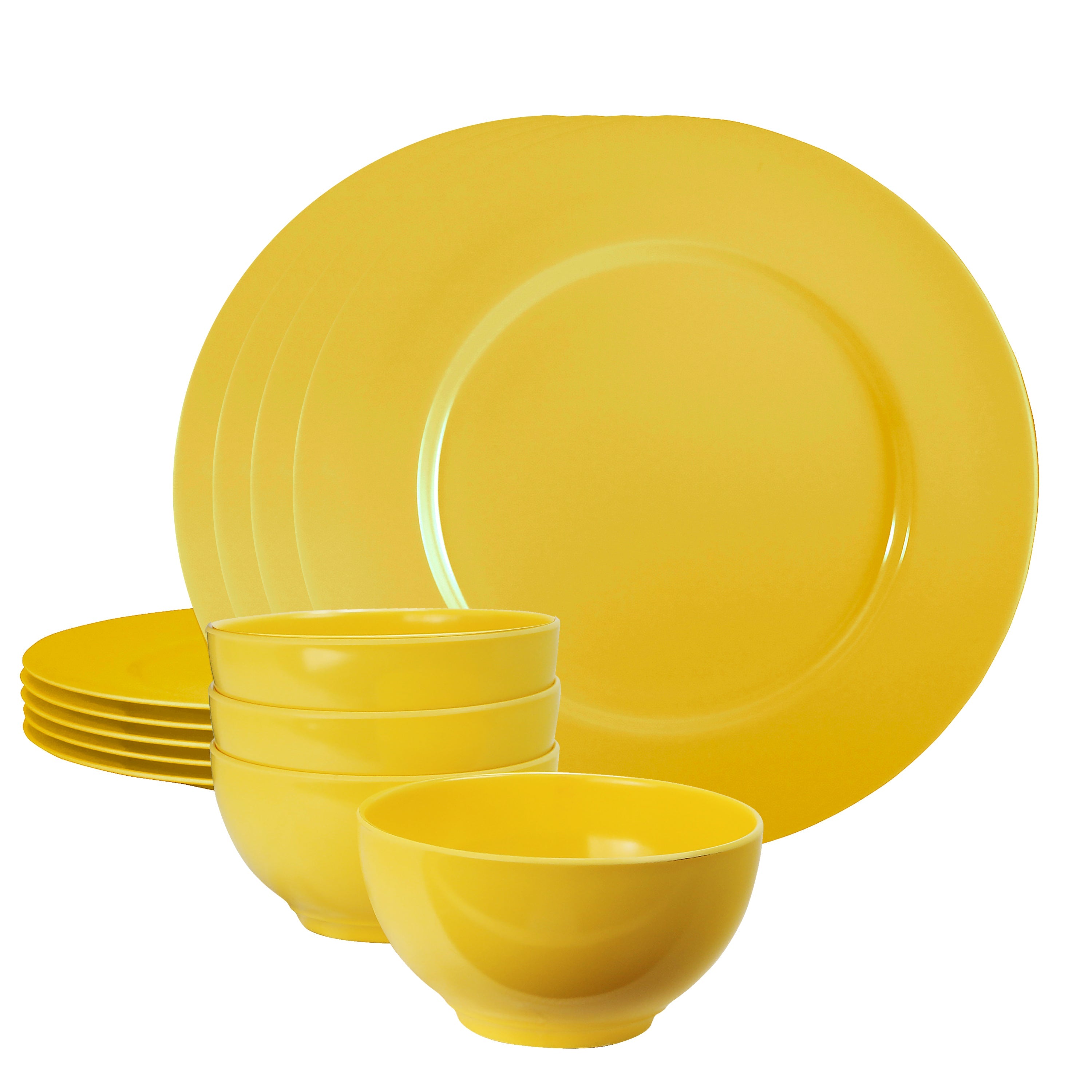 12pc Melamine Dinner Set. Lemon