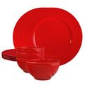 12pc Melamine Dinner Set. Red