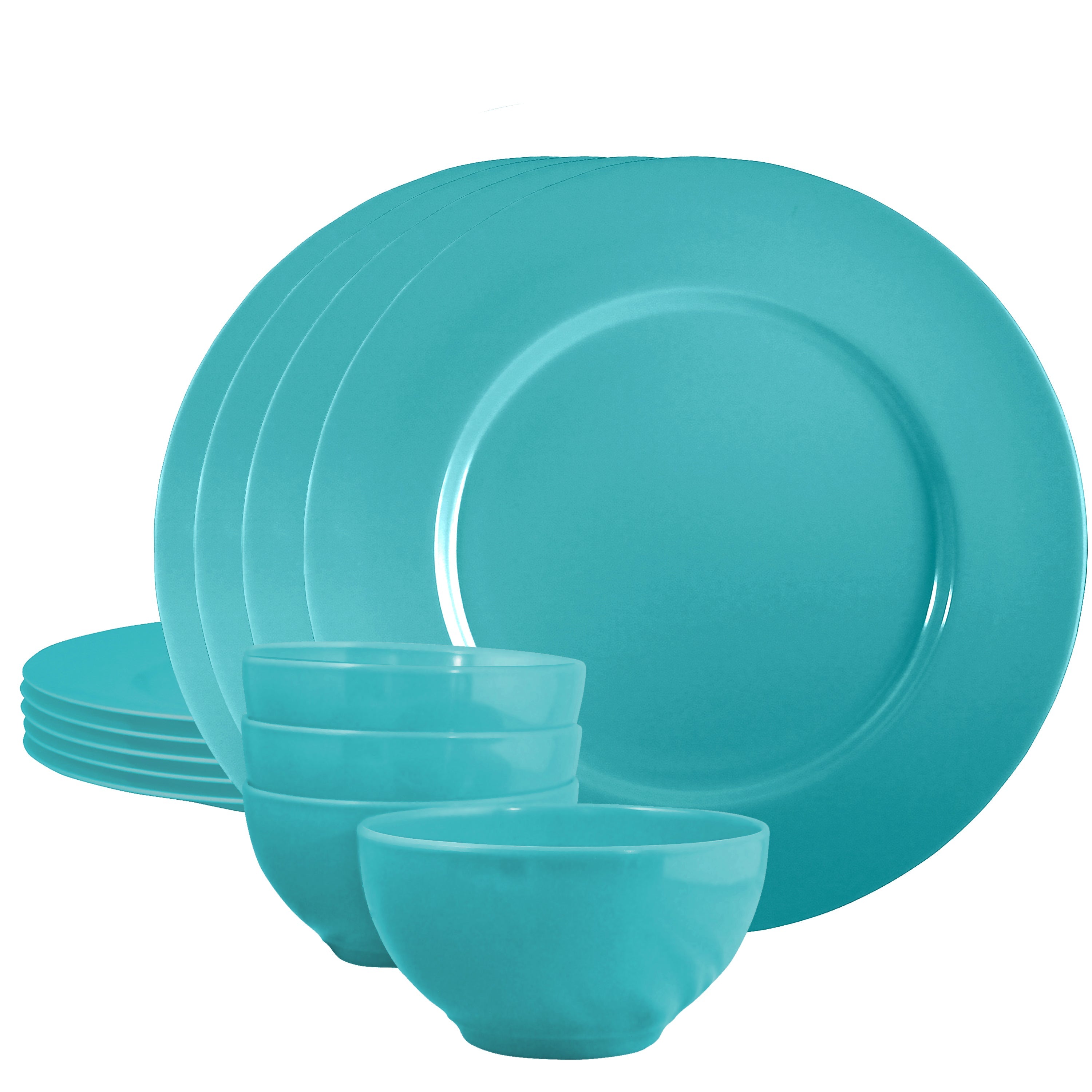 12pc Melamine Dinner Set. Turquoise