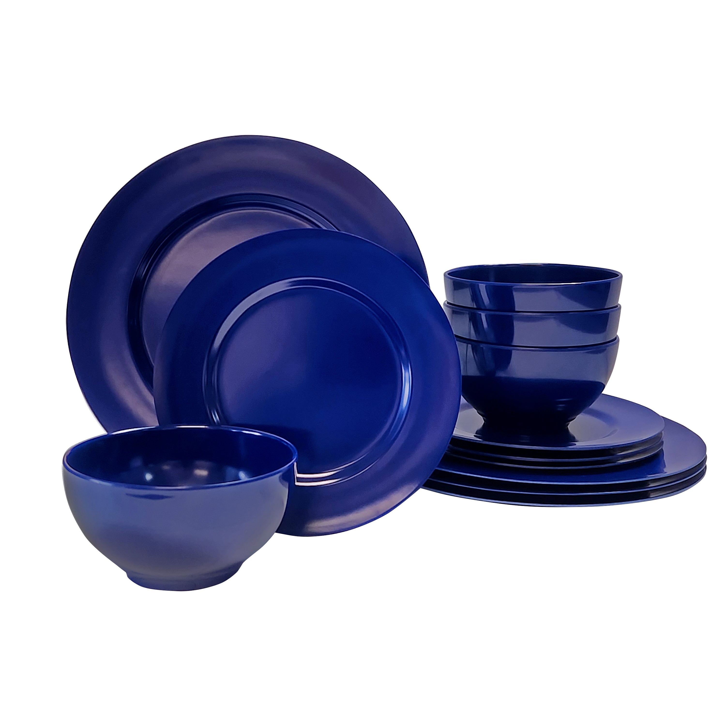 12pc Melamine Dinner Set. Indigo