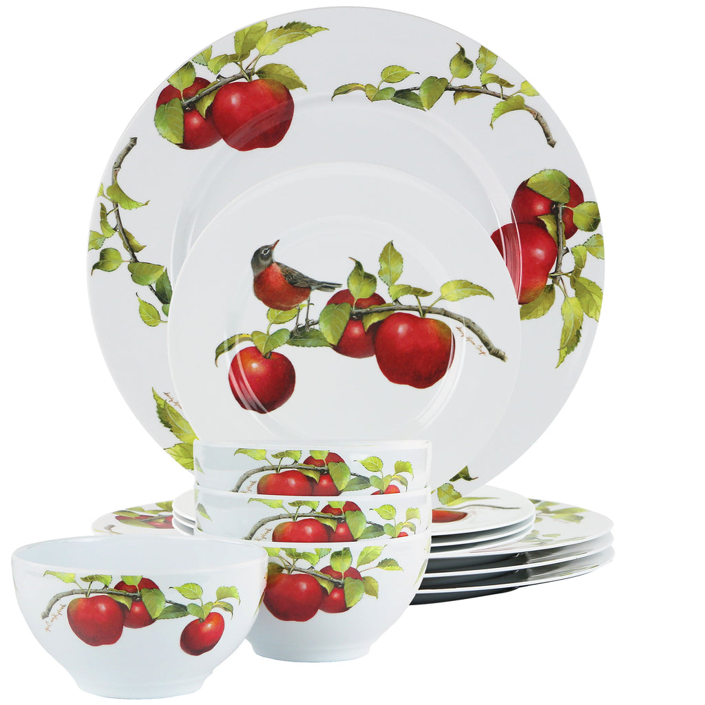 12pc Melamine Dinner Set. Harvest Apples