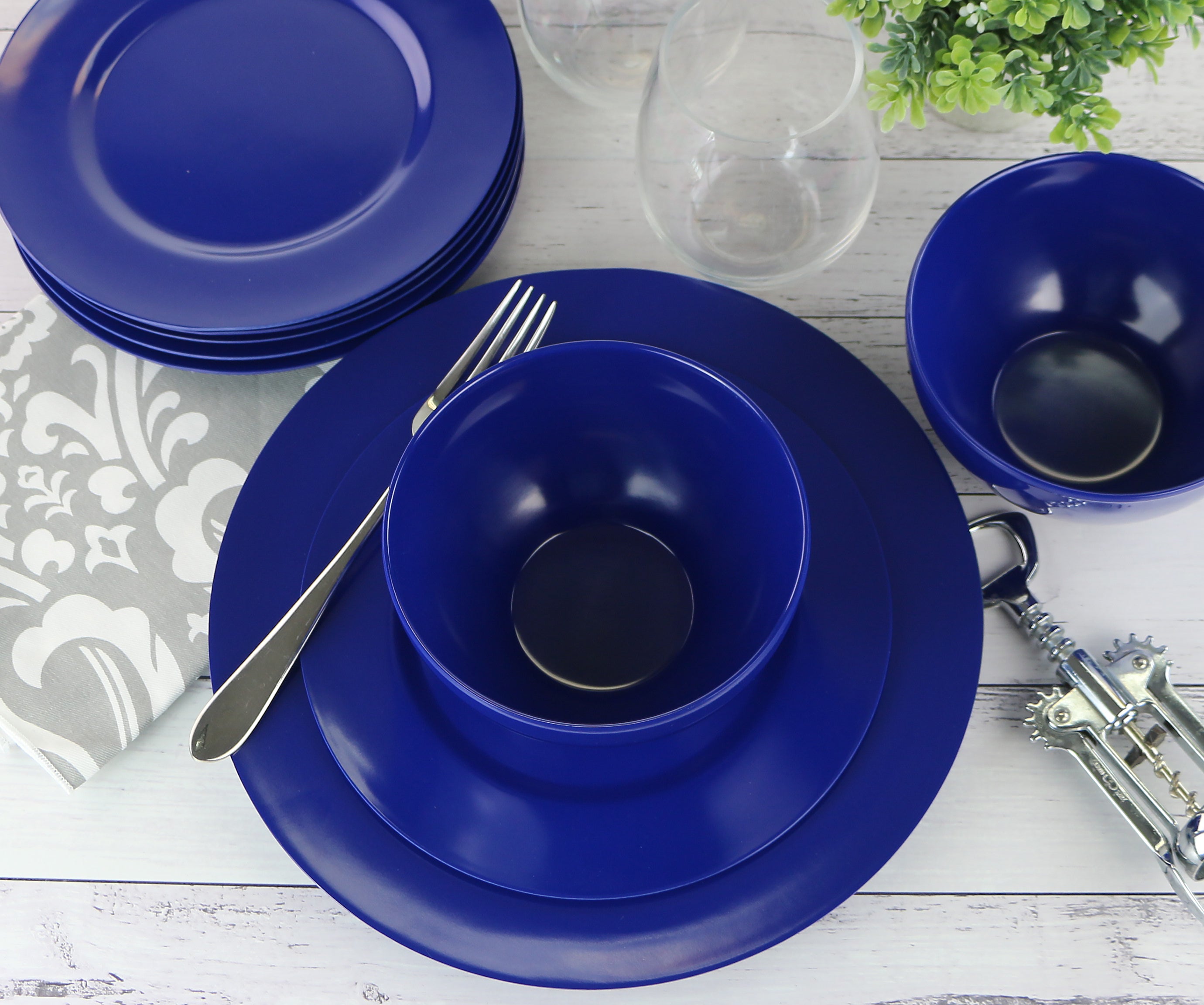 6pc Melamine Bowl Set. Indigo