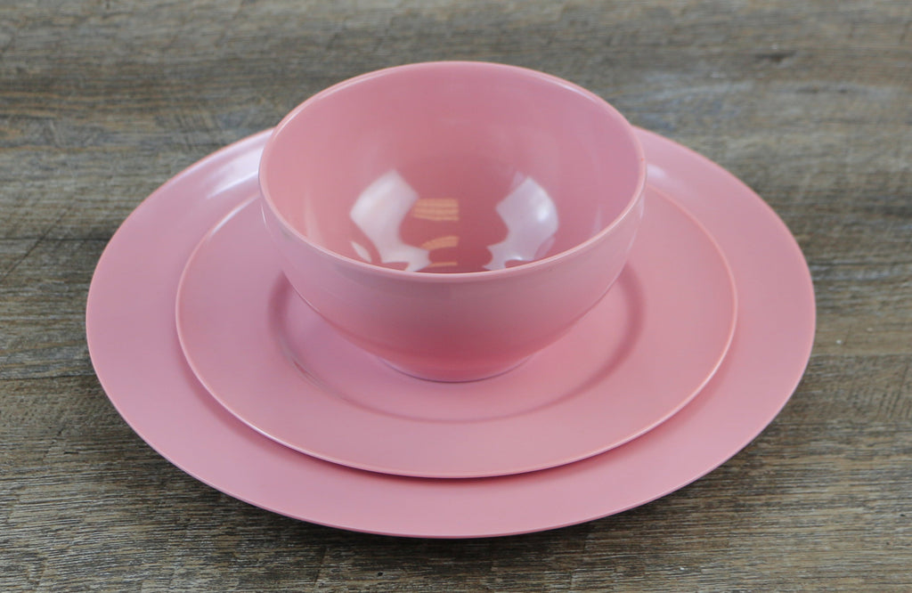 6pc Melamine Dinner Plate Set. Pink