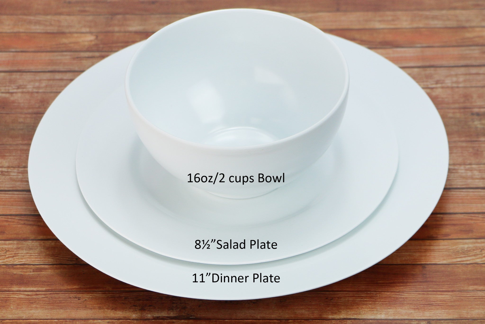 6pc Melamine Dinner Plate Set. White