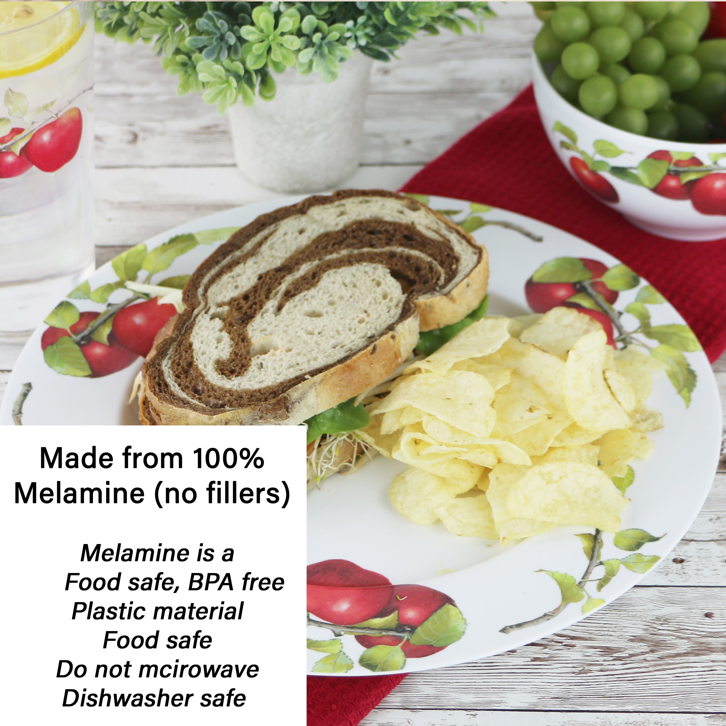 12pc Melamine Dinner Set. Harvest Apples