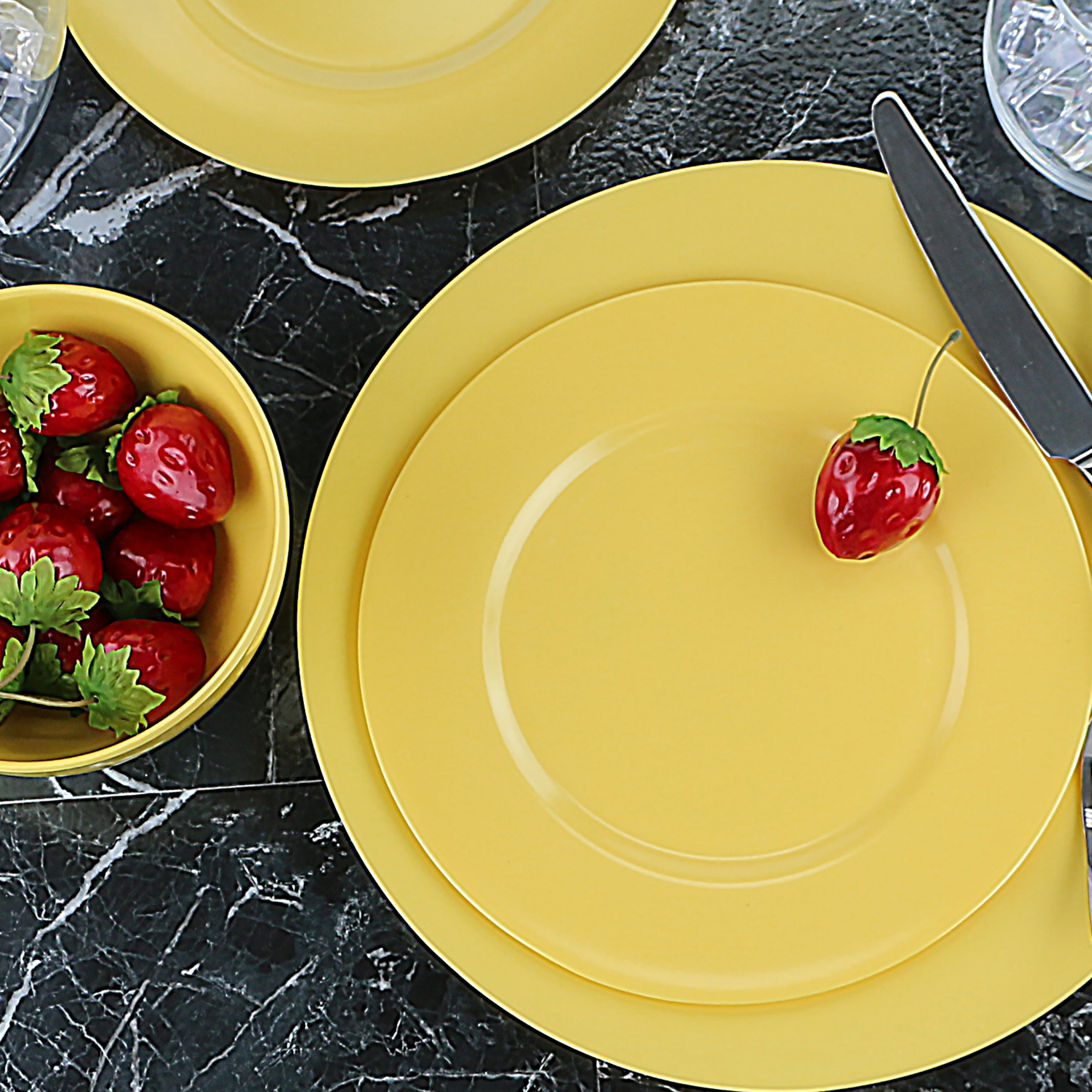 12pc Melamine Dinner Set. Lemon