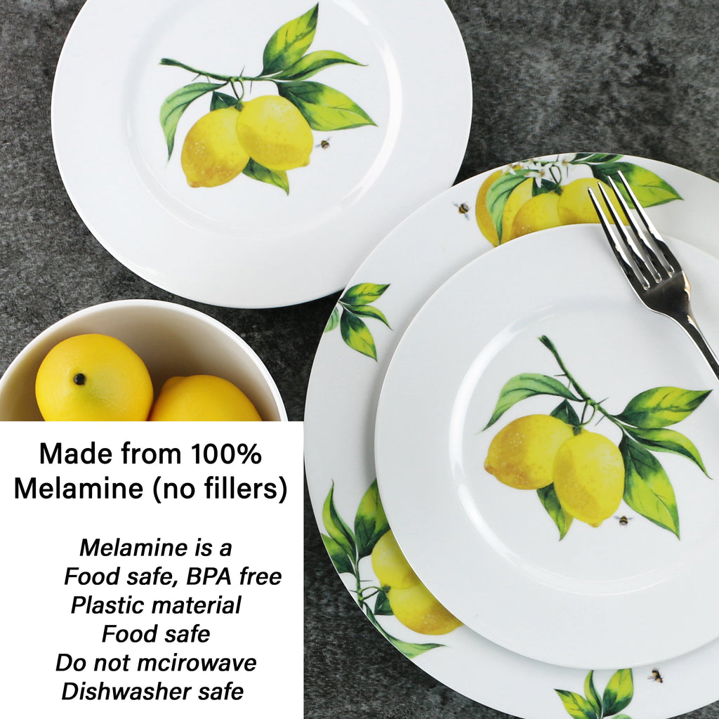 12pc Melamine Dinner Set. Fresh Lemons