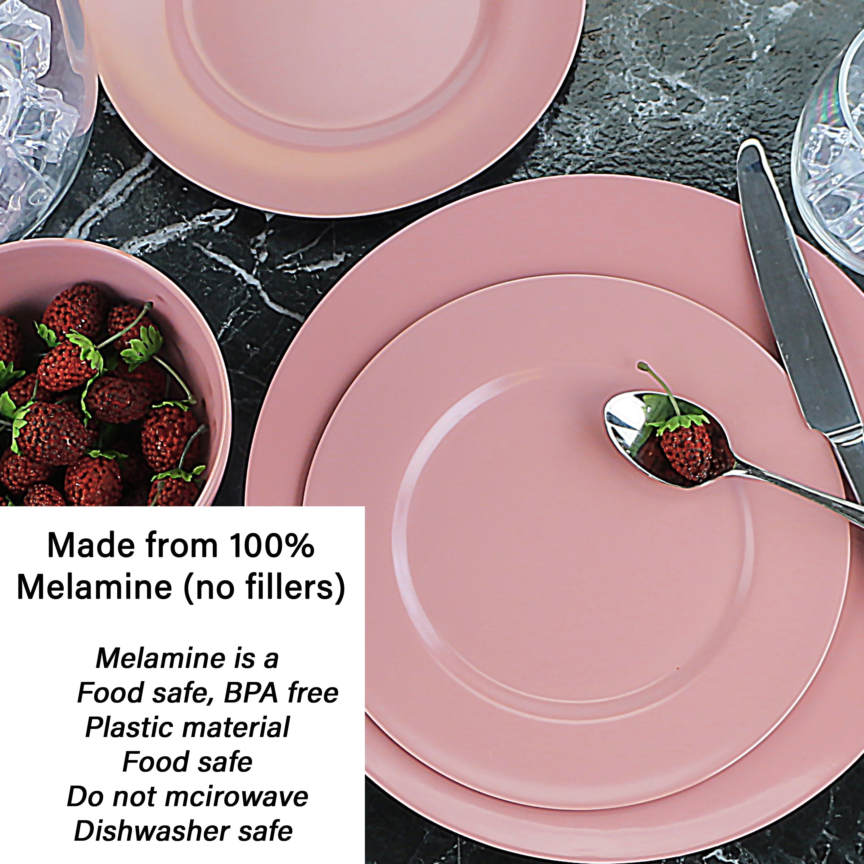 12pc Melamine Dinner Set. Pink