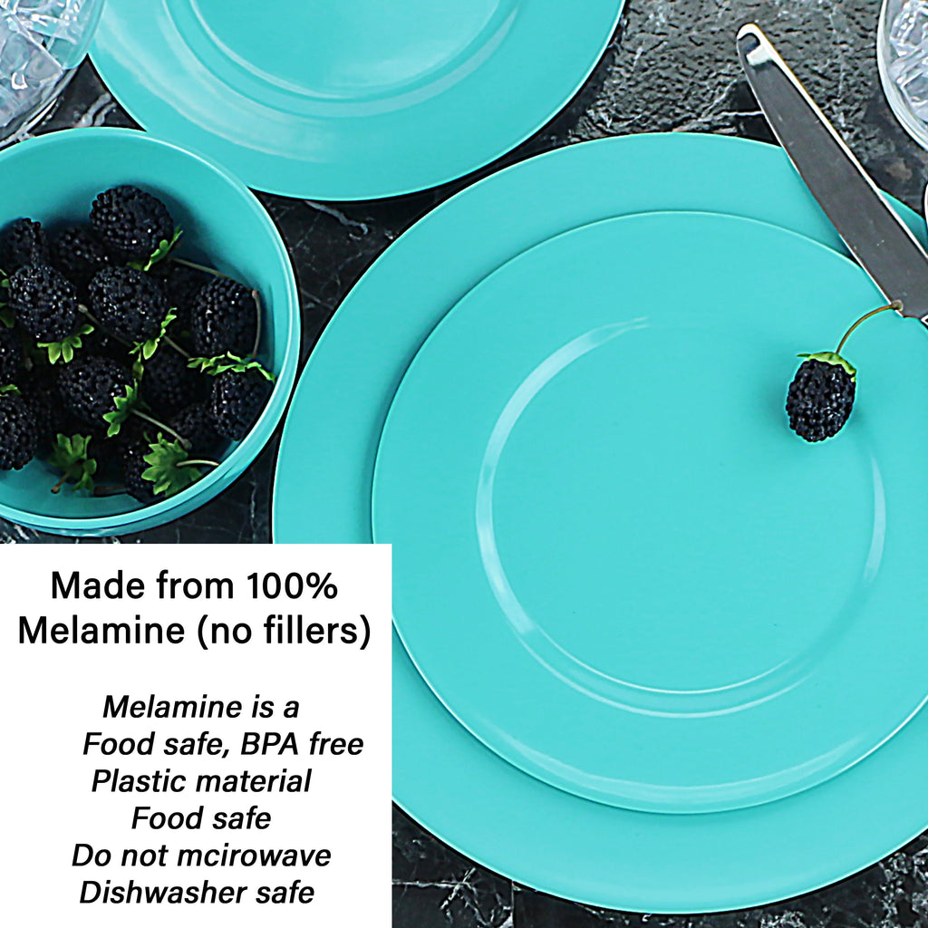 12pc Melamine Dinner Set. Turquoise