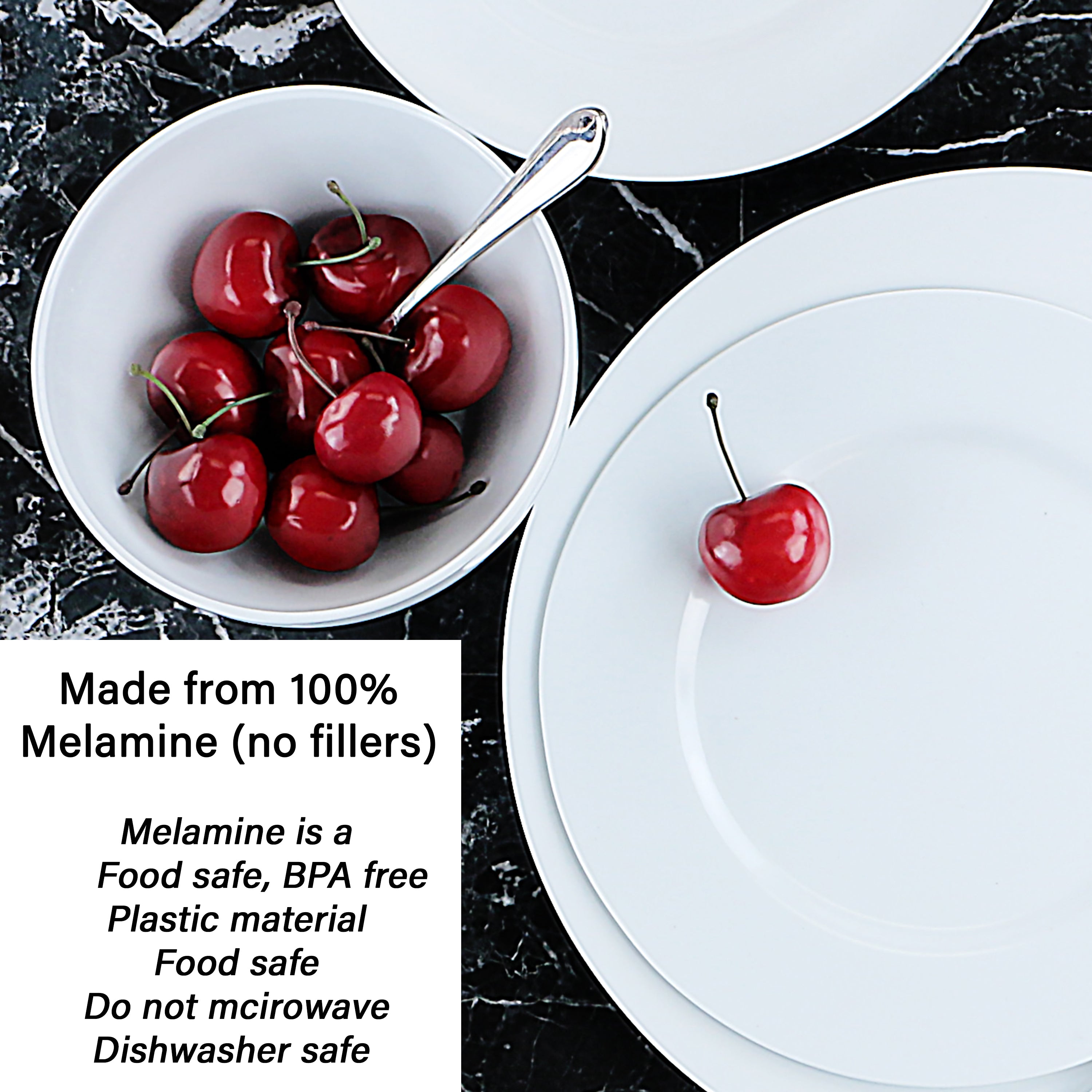 12pc Melamine Dinner Set. White